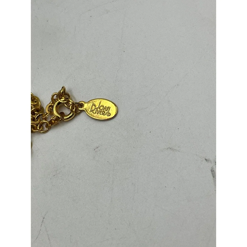 Joan Rivers Vintage Gold Tone Watch Pendant Crystal Egg Shape Necklace Works‎